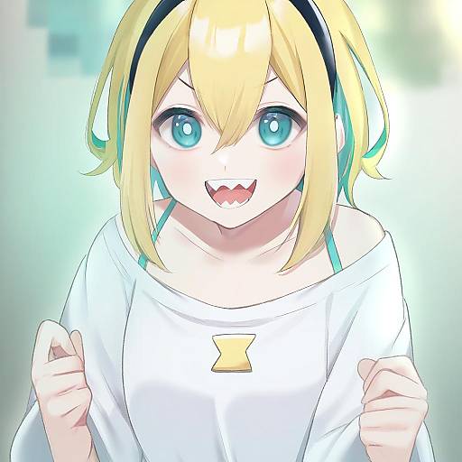 Illustration of Amano pikamee, voms in the style of Courreges ace