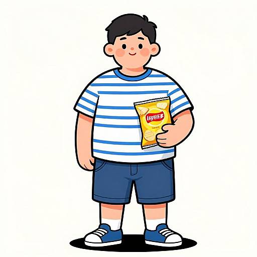 Comic-Style Portrait of Chubby Boy