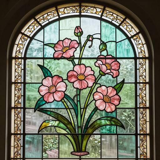 Intricate Floral Stained Glass Window