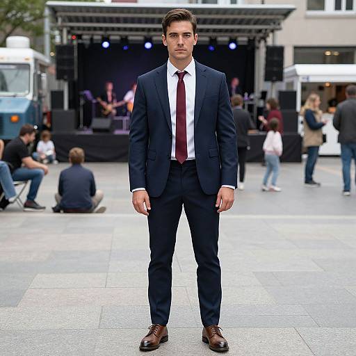 Confident Man in Urban Plaza Style