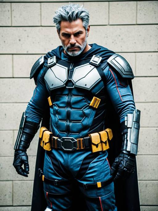 Realistic Man in Cable Cosplay Costume