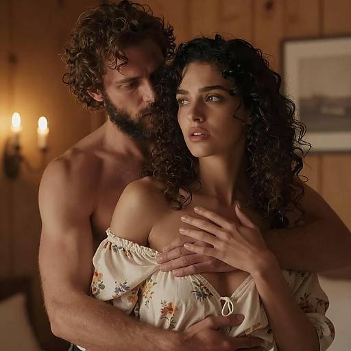 Intimate Embrace in Warm Lighting