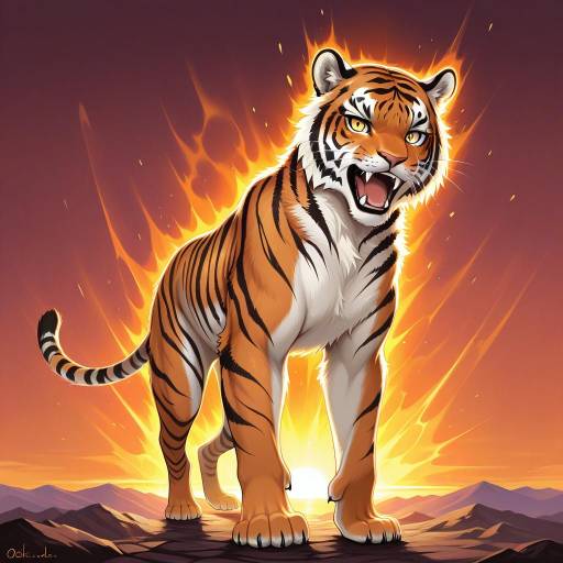 Majestic Sumatran Tiger in Sunset Glow Majestic Sumatran Tiger in Sunset Glow