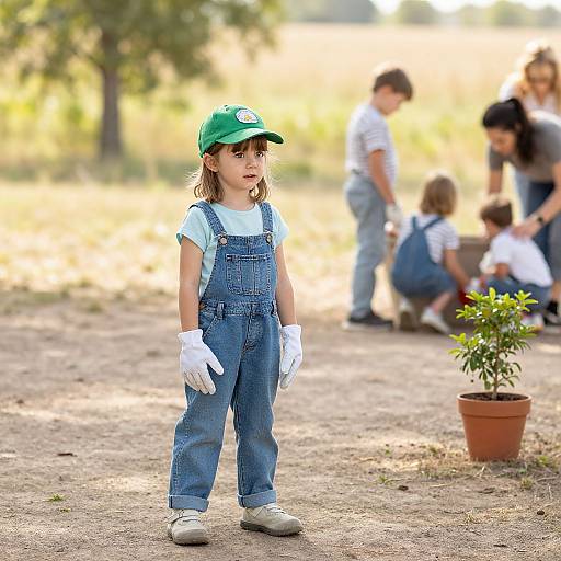 Playful Girl in Sunny Countryside