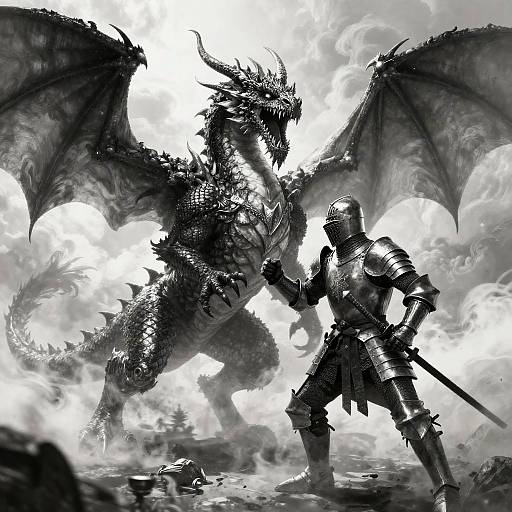 Monochrome Dragon vs Knight Showdown