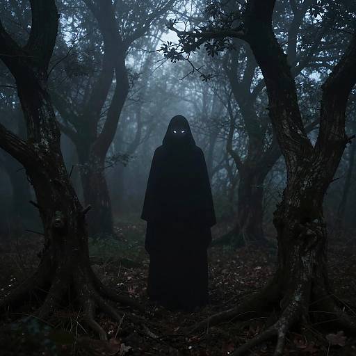 Ethereal Shadow in Misty Forest