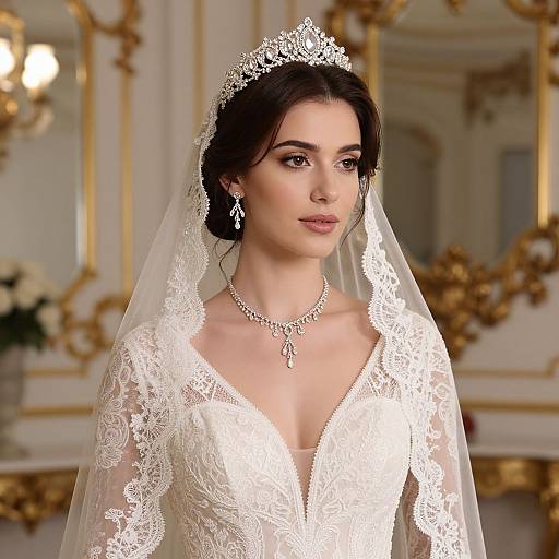 Elegant Bride in Lace Wedding Dress