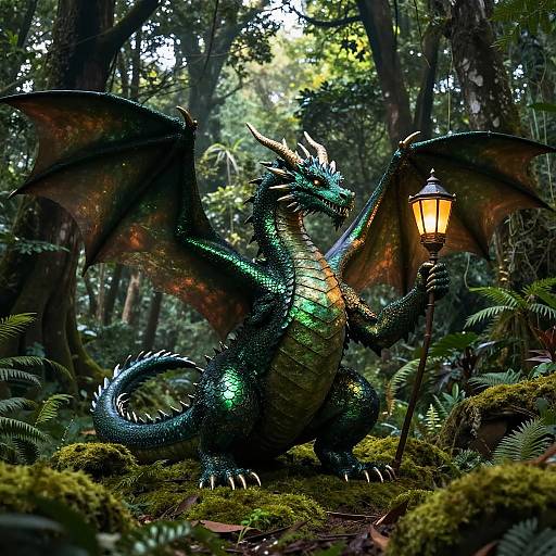Gigantic Emerald Dragon in Forest