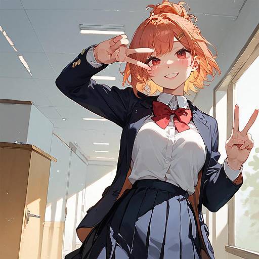 Anime Schoolgirl Dynamic Pose