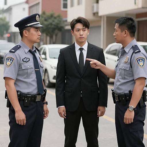 Confrontation on Urban Street: Three Men