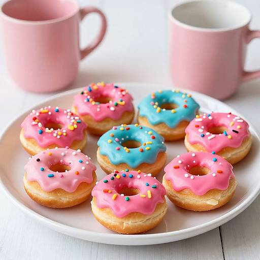 Vibrant Mini Doughnuts with Pink Frosting