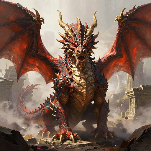 Majestic Fierce Dragon in Ruins