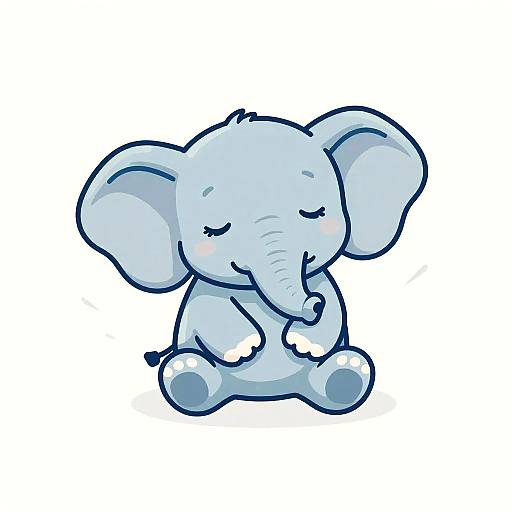 Cute Cartoon Sleepy Baby Elephant