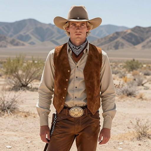 Classic Cowboy Model in Desert Setting