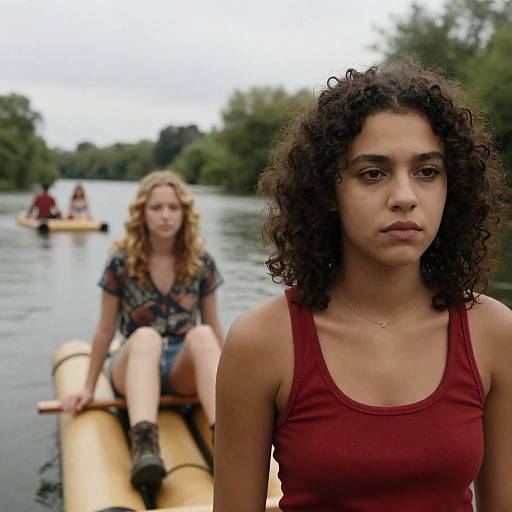 Young Women by the River Rafting