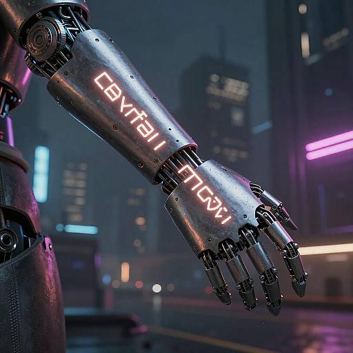 Cyberpunk Symbols on Robotic Arm
