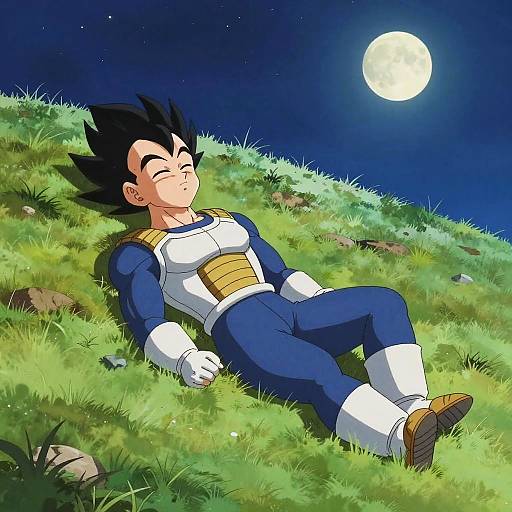 Vegeta Sleeping Under Starry Sky