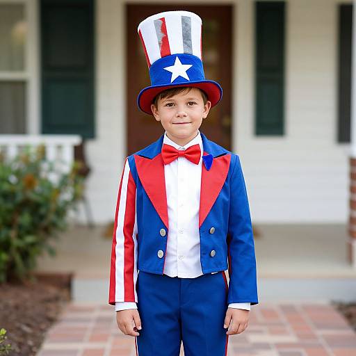 Patriotic Boy in Uncle Sam Costume
