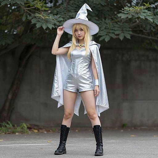 Realistic Silver Witch Costume Portrait