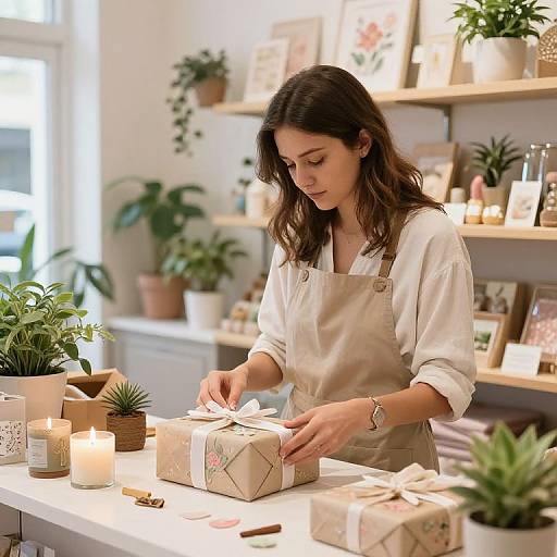 Cozy Boutique Gift Wrapping Scene