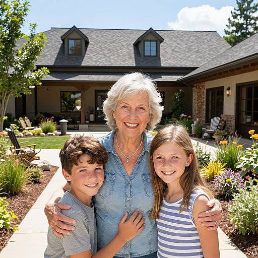 Joyful Senior Woman with Grandchildren