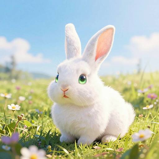 Charming Watercolor Cartoon Rabbit