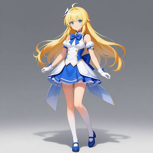 Blonde Anime Girl in Blue Outfit