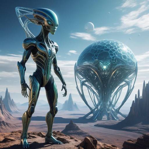 Futuristic Alien in Crystalline Landscape Futuristic Alien in Crystalline Landscape