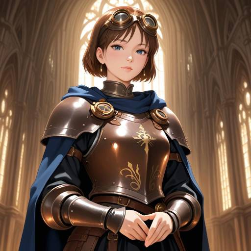 Elegant Anime Girl in Gothic Cathedral