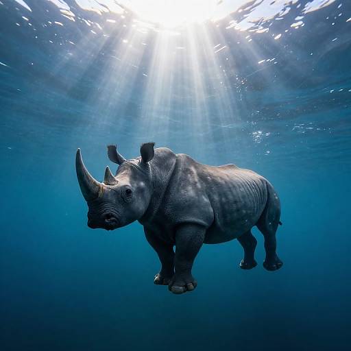 Levitating Rhinoceros Over Water HD