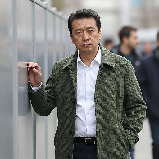 Serious Middle-Aged Man in Checkered Coat