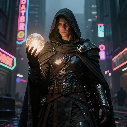 Redemptionist Hero in Cyber-Fantasy City