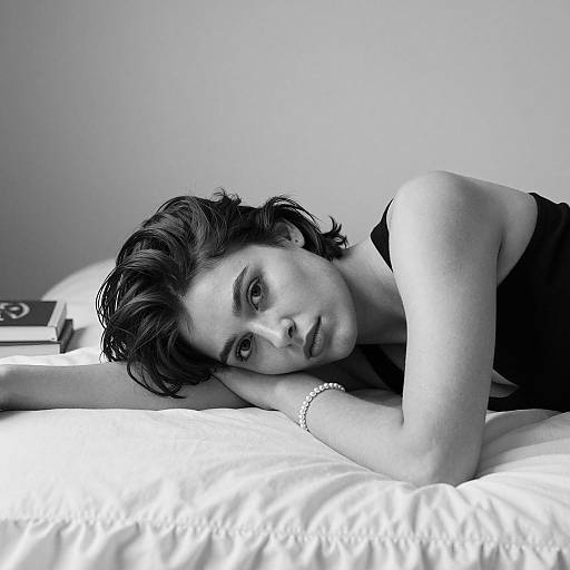 Elegant Black and White Bed Portrait
