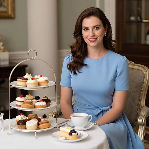 English High Tea Woman in Blue