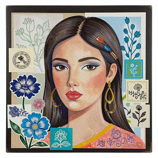 Botanical Woman Mixed Media Collage