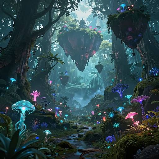Dreamy Bioluminescent Fantasy Landscape