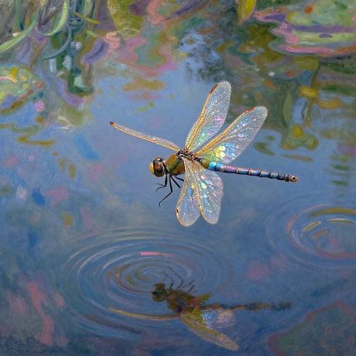 Impressionistic Regal Dragonfly Over Pond