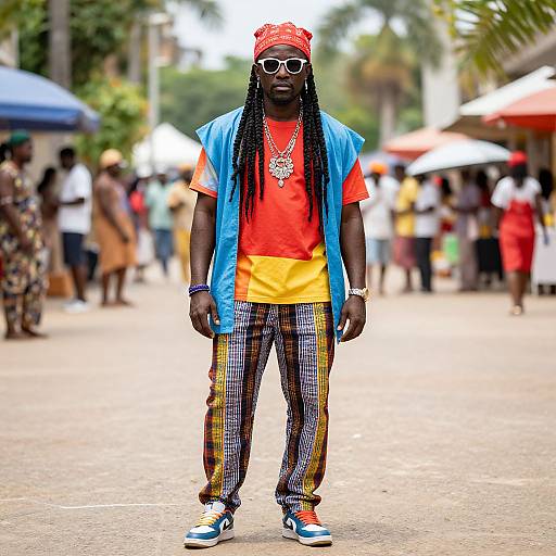 Colorful Soca Costume with Braids