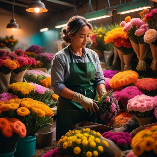 Vibrant Flower Market in Dreamy Light