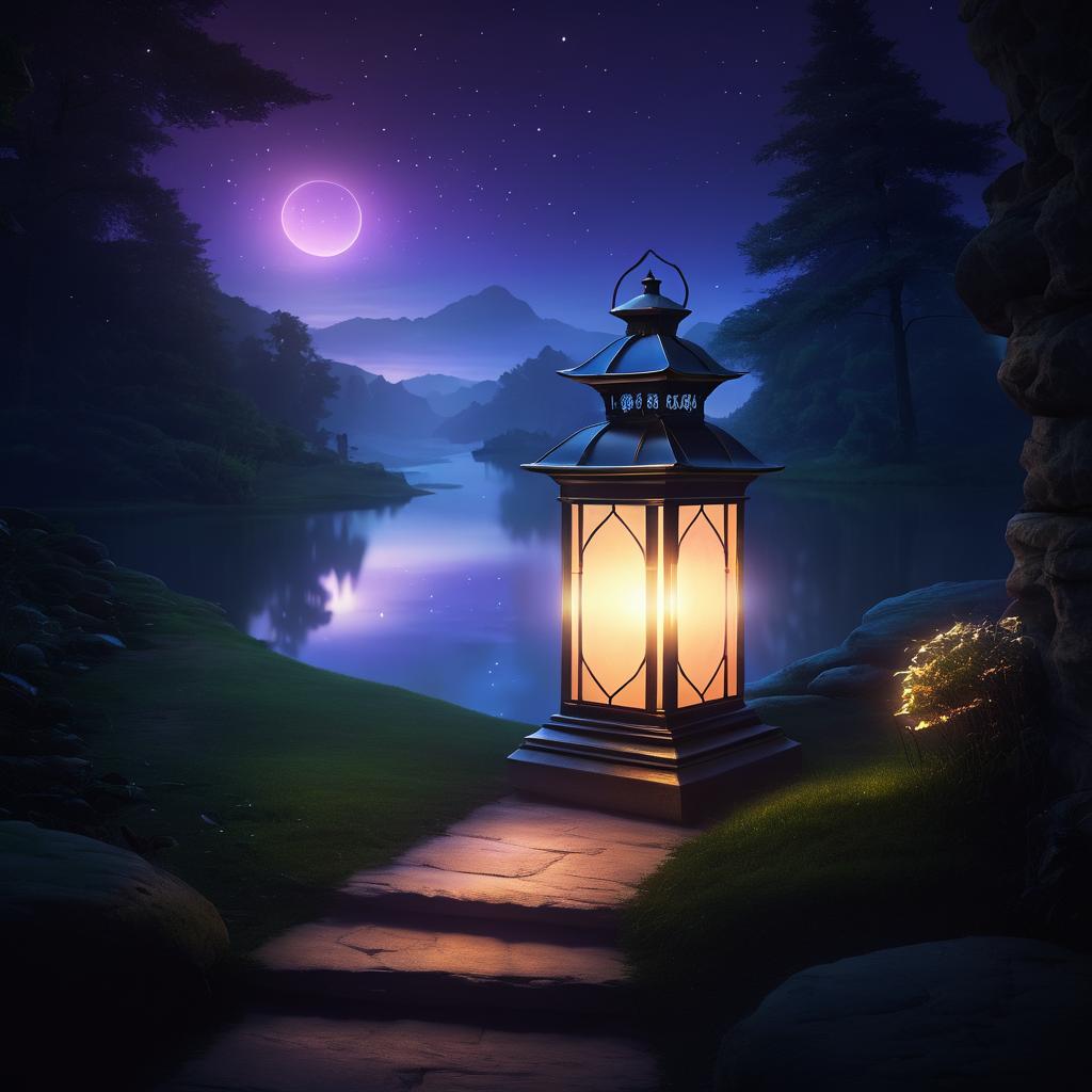 Mystical Glowing Lantern in Twilight