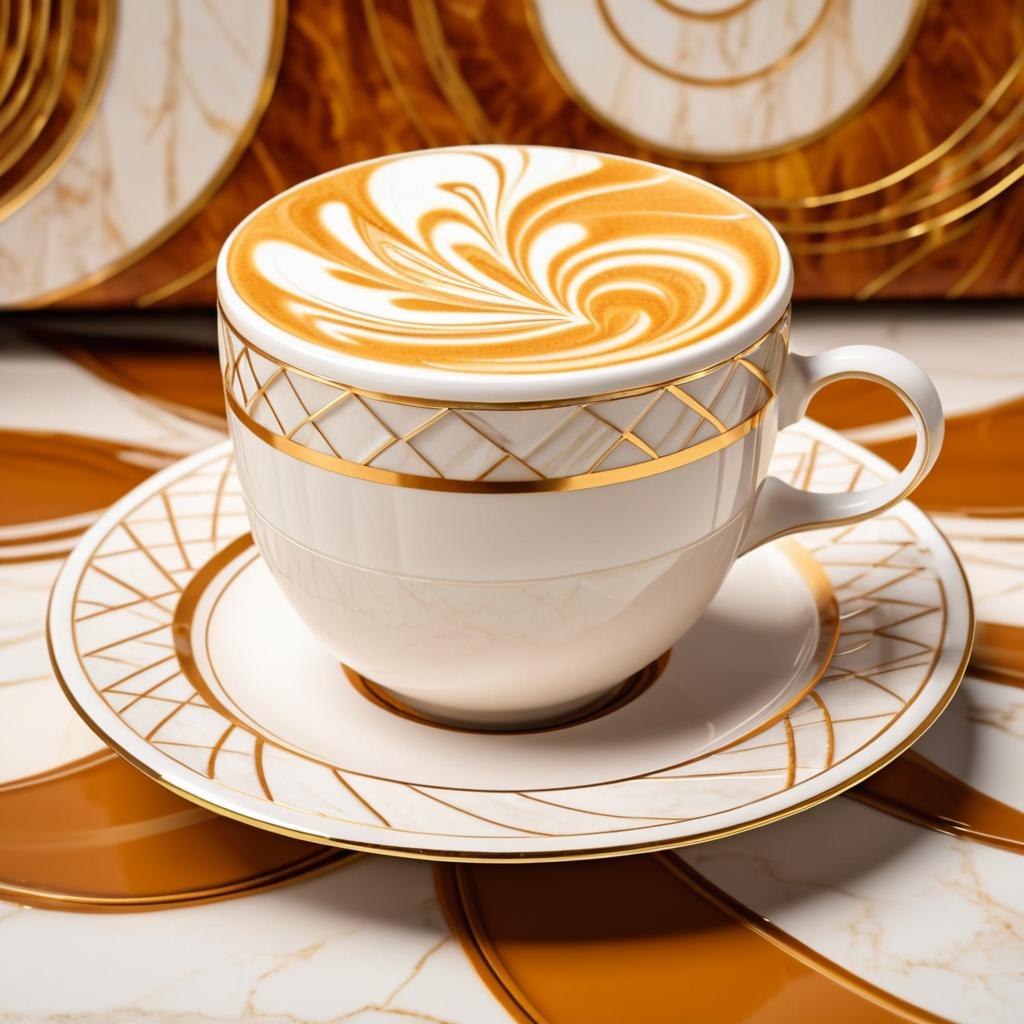 Art Deco Latte with Caramel Elegance