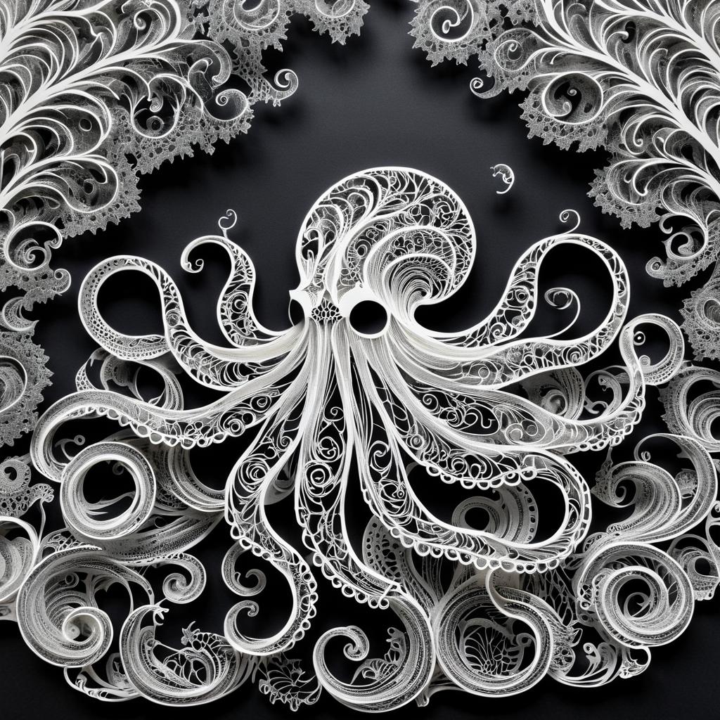 Intricate Octopus and Organic Horror Scene