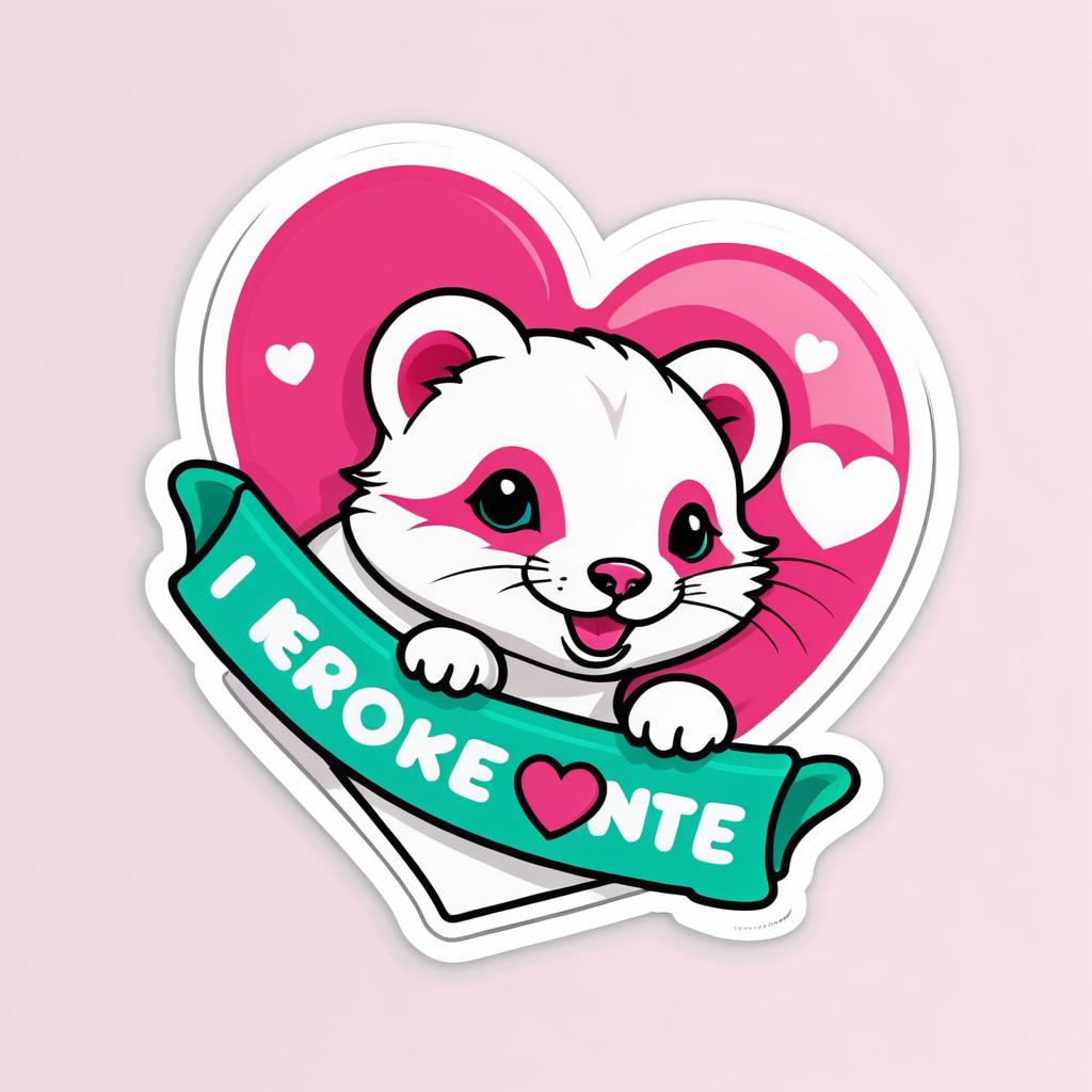 Charming 'I Love Ferrets' Sticker Design