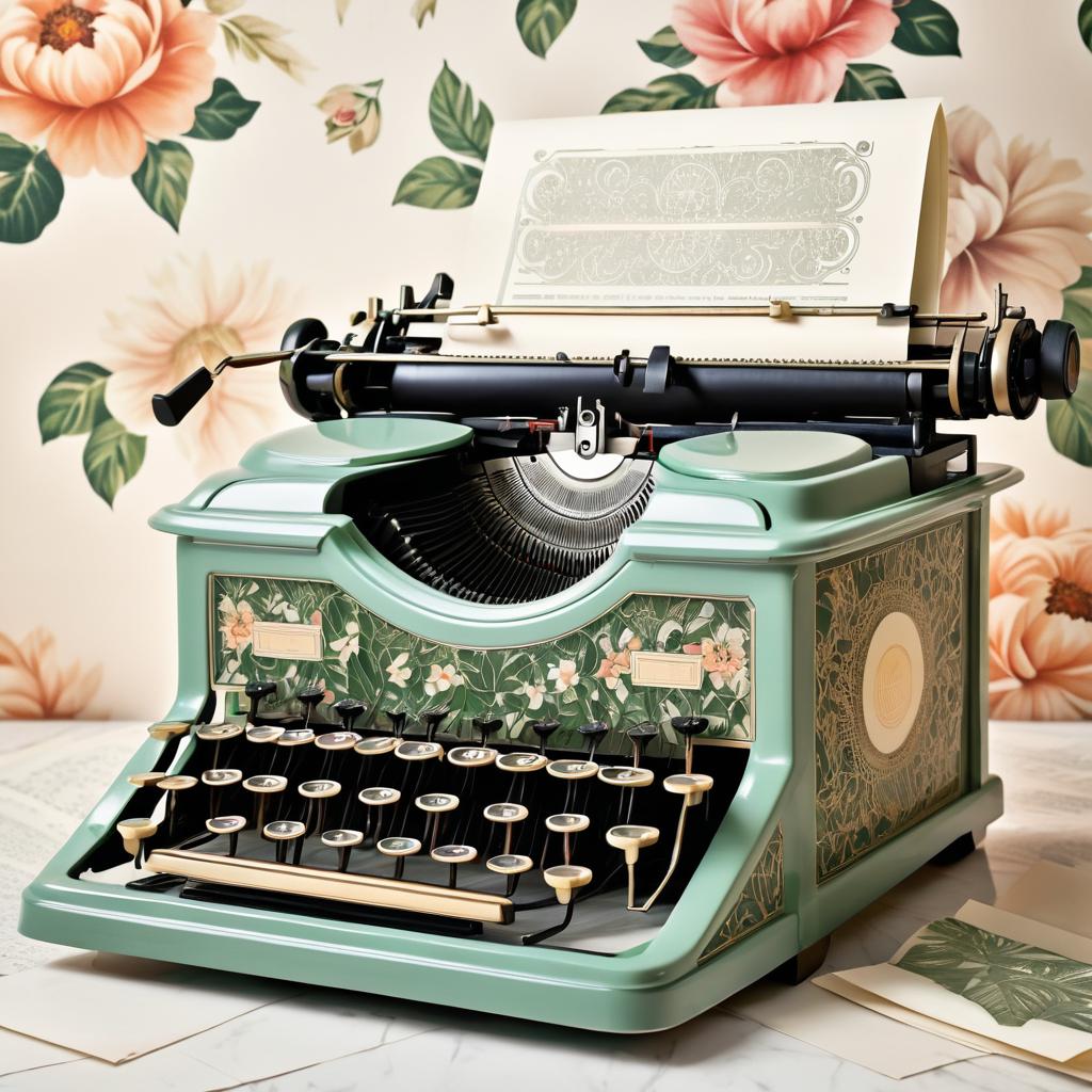 Art Deco Typewriter with Floral Designs