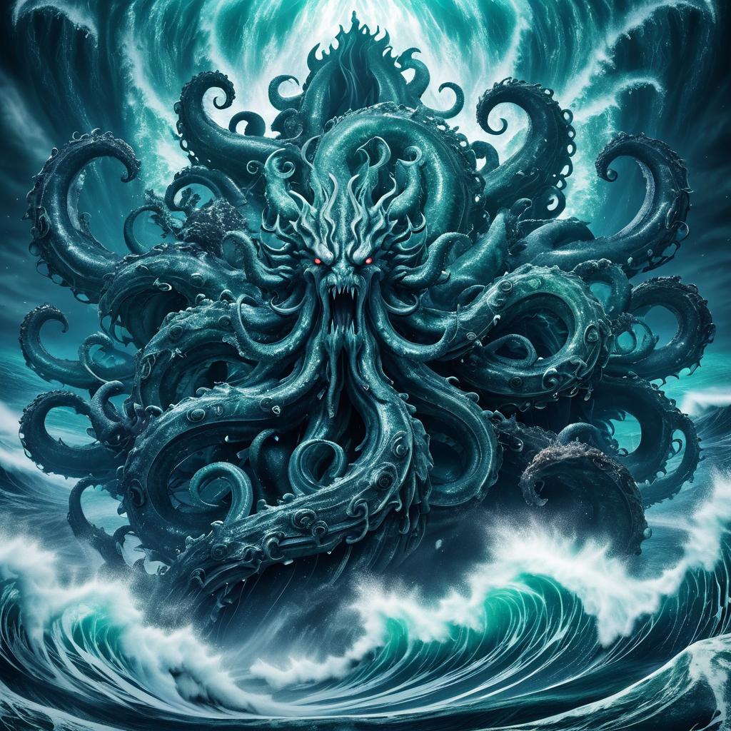 Epic Kraken Summon in Stormy Ocean