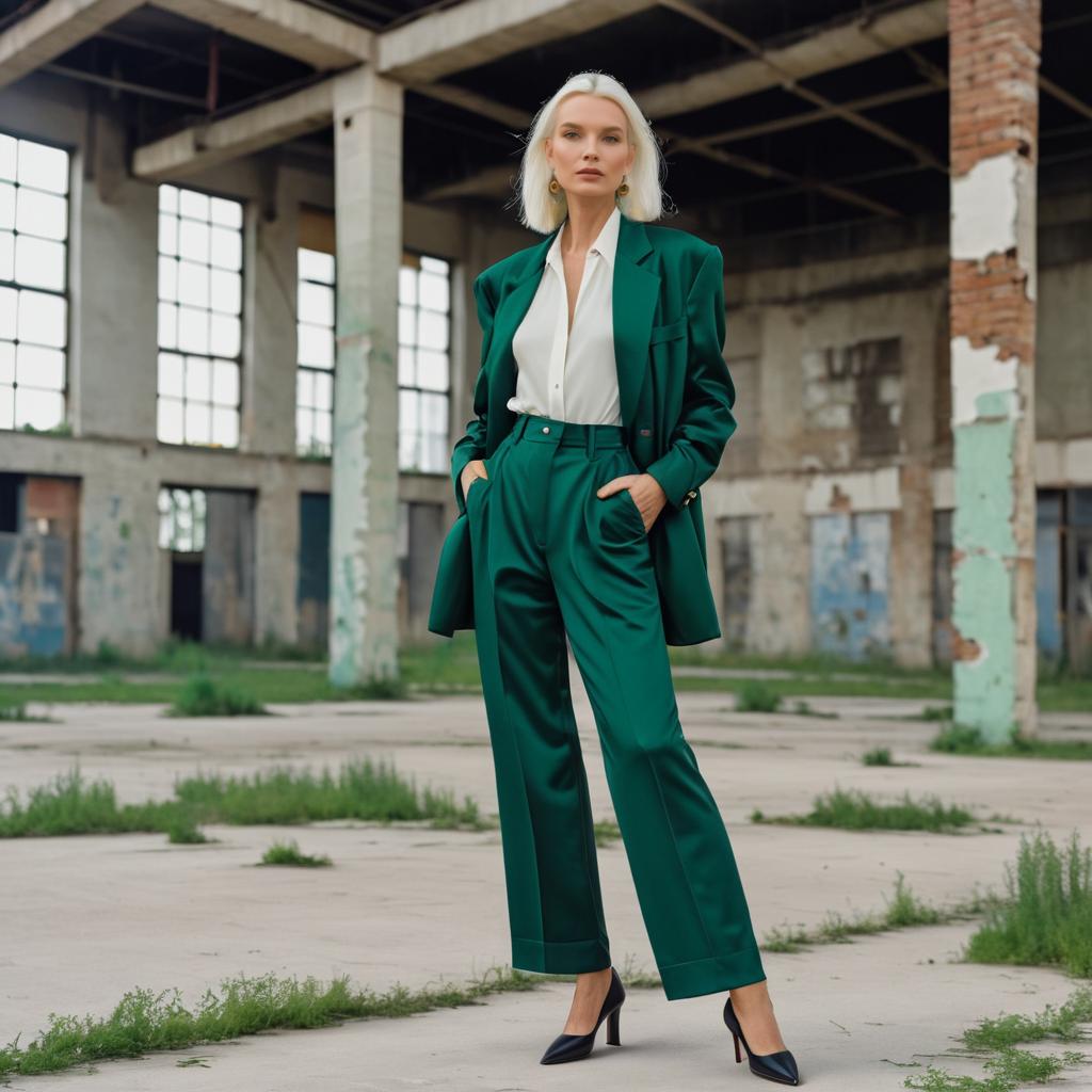 Fashionable Older Man in Industrial Setting