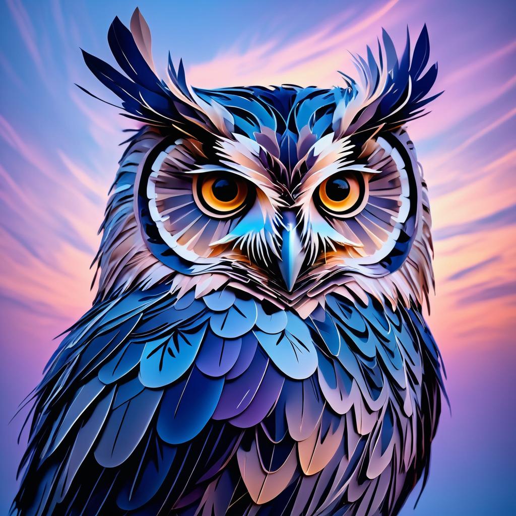 Ethereal Owl in Twilight Sky