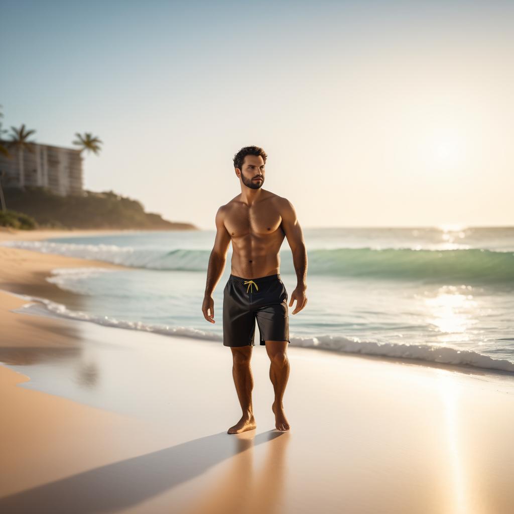 Realistic Beach Portrait of a Brazilian Man