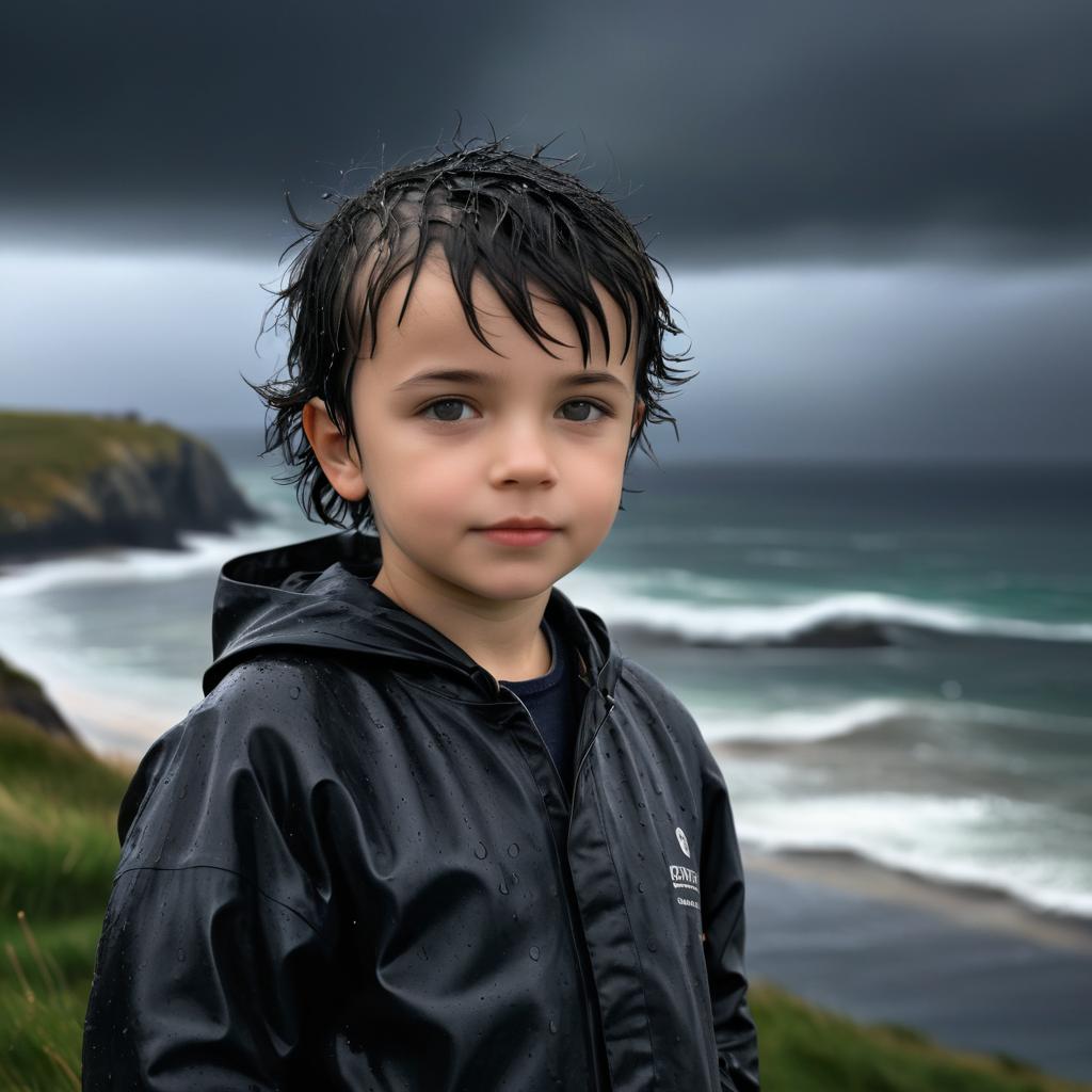 Cinematic Portrait of a Happy Breton Child