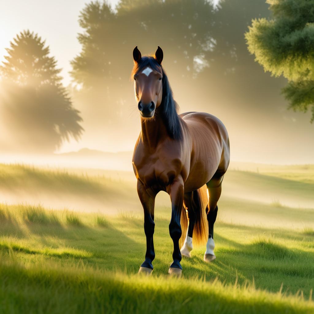 Hyper-Realistic Horse in Serene Meadow